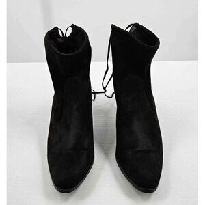 Just Fab Womens Black Suede Tie Back Chunk Heel Shoes Sz 8